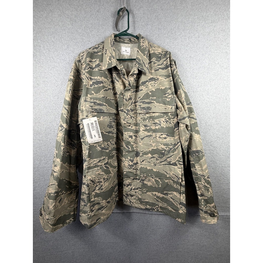 US Air Force Jacket Mens 46R Green Camo Military Button Front Field Combat